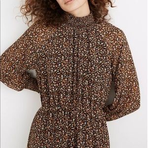 NWT Madewell Georgette Smocked-Neck Midi Dress
